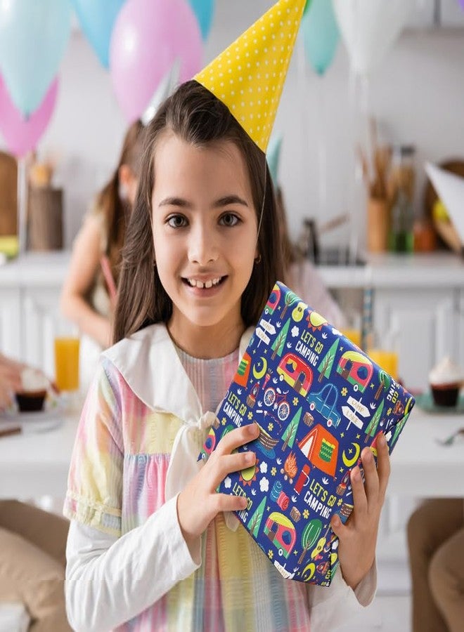 AircooL Let's Go Camping Wrapping Paper, 6 Sheets Adventure Tent Tree Car Torch Camp Wrap Paper, 20 x 28 inches Per Sheet Camping Gift Paper for Kids Boys Girls Birthday Outdoor Party - Image 4